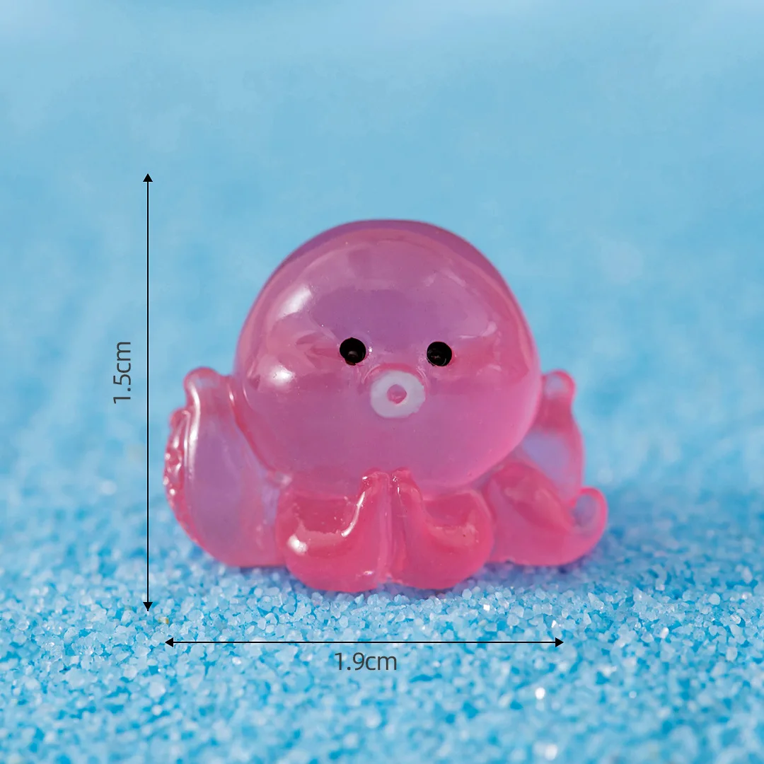 Glowing Resin Crystal Accessories Luminous Pond Marine Life Beach Landscape Miniature Octopus Fish Tank Aquarium Decoration