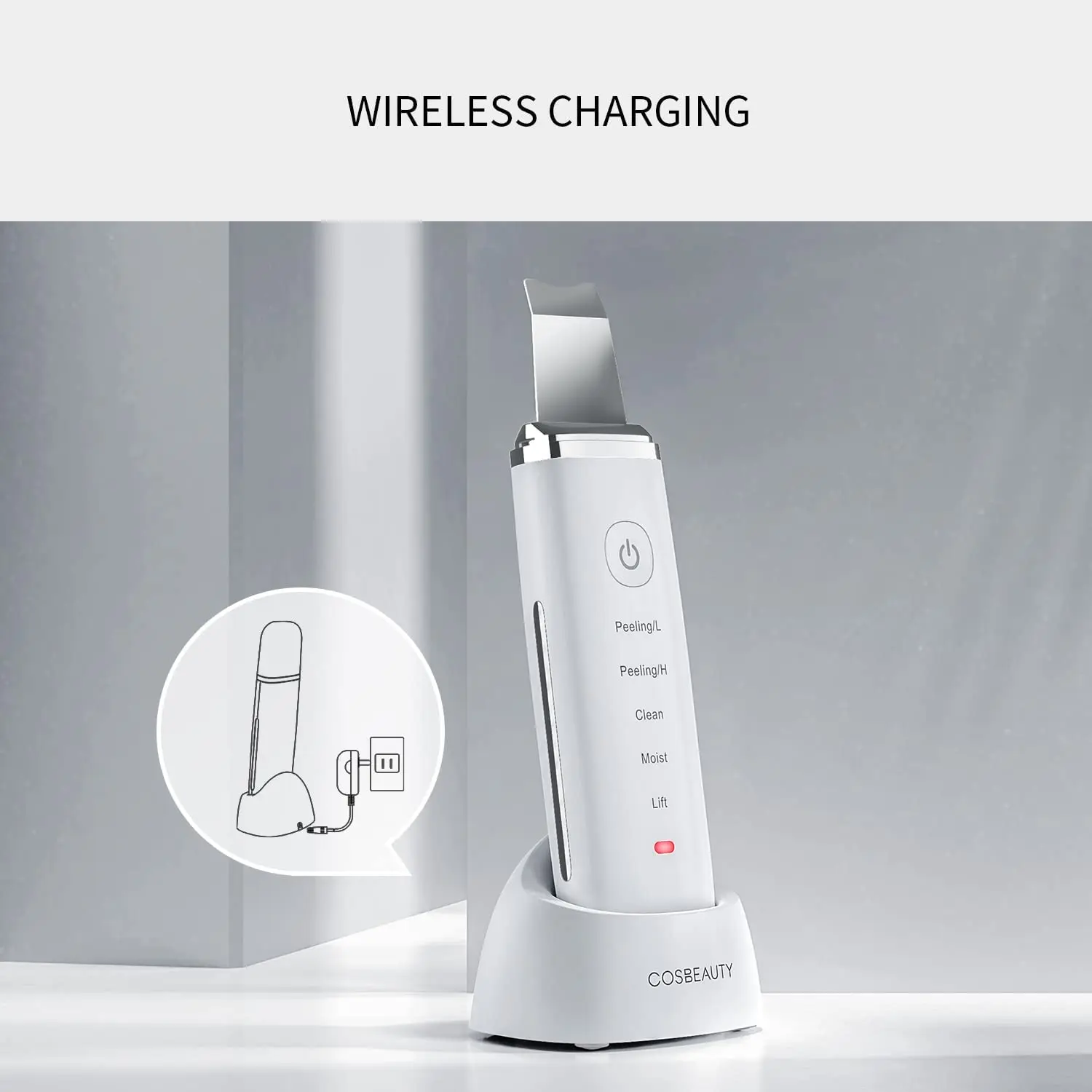 COSBEAUTY Newest Rechargeable Peeling Spatula High Frequency Ultrasonic Skin Scrubber Electric