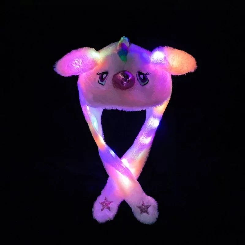 2022 New Style Popular Lovely Plush Hat Long Ear Moving Dancing Rabbit Animal Cute Rabbit Ear Hat with Light