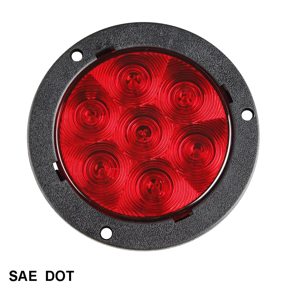 4 inch Round LED Light Stop/Tail/Turn, Flange Mount w/Plain  Ring automotive led lights