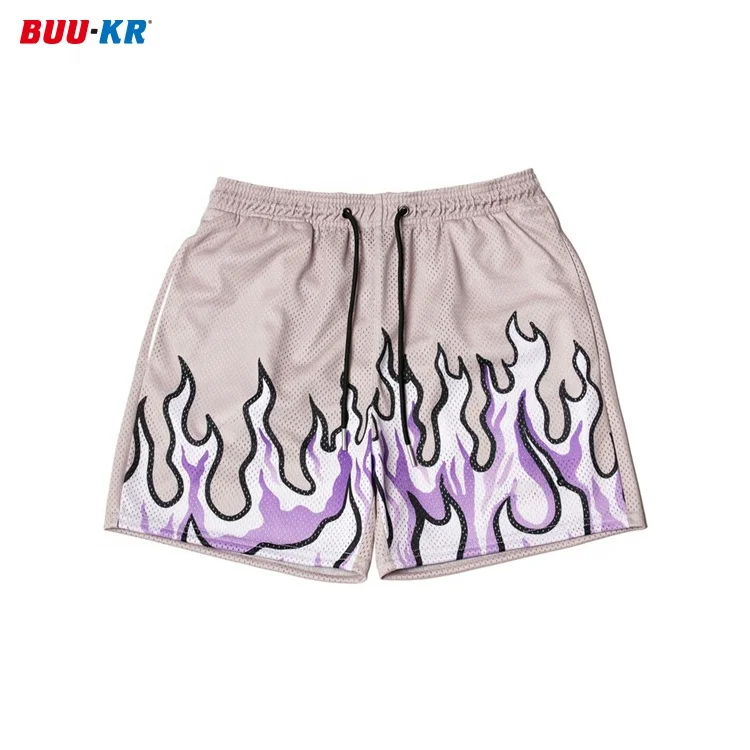 Buker 2024 Flame Basketball Shorts Sports Casual Breathable Quick Drying Fitness Mesh Shorts For Men