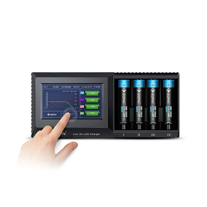 Best EFAN eizfan lux S4 4 bay 18650 26650 battery charger 2.0A charging with touch screen for lithium battery 21700