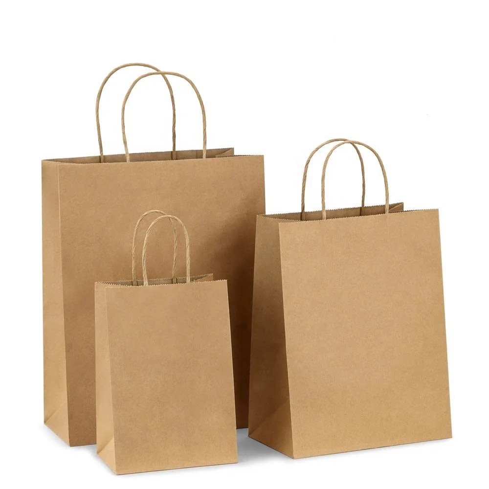 custom packaging paper bag gift print logo brown kraft paper bags with handles for food takeaway