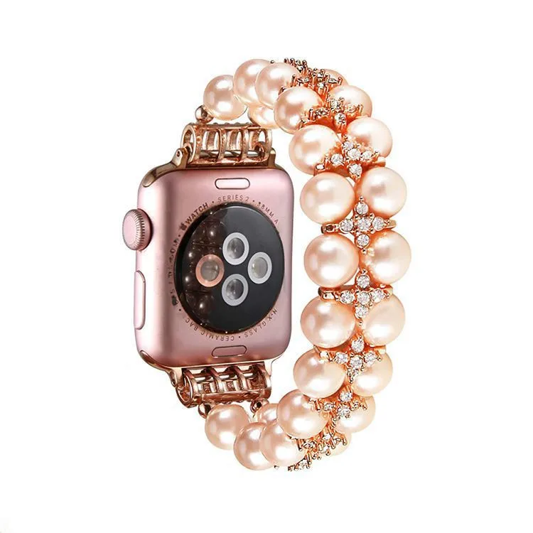  Роскошные Жемчужные ремешки для часов Apple Watch браслет ювелирные изделия серии 6 SE 5 4 3 2 1 модный ремешок на запястье iWatch женский с