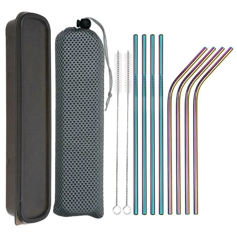 Amazon top seller 2020 drinking straw set 304 stainless steel metal straw with brush