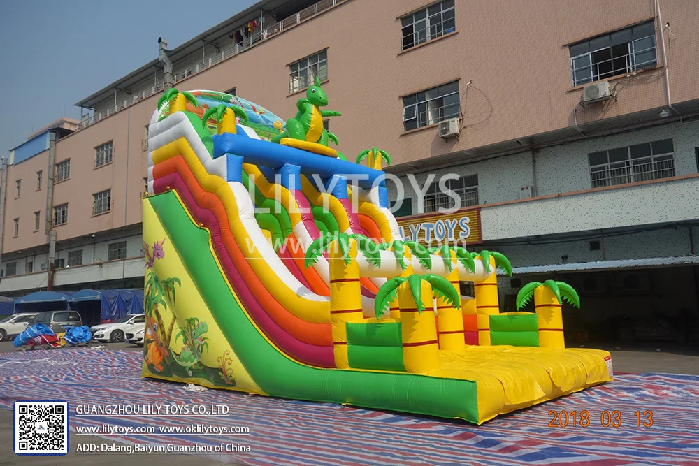 Popular Dinosaur inflable slide, coconut climbing slide with factory price, kind jumping slide for kids party/event