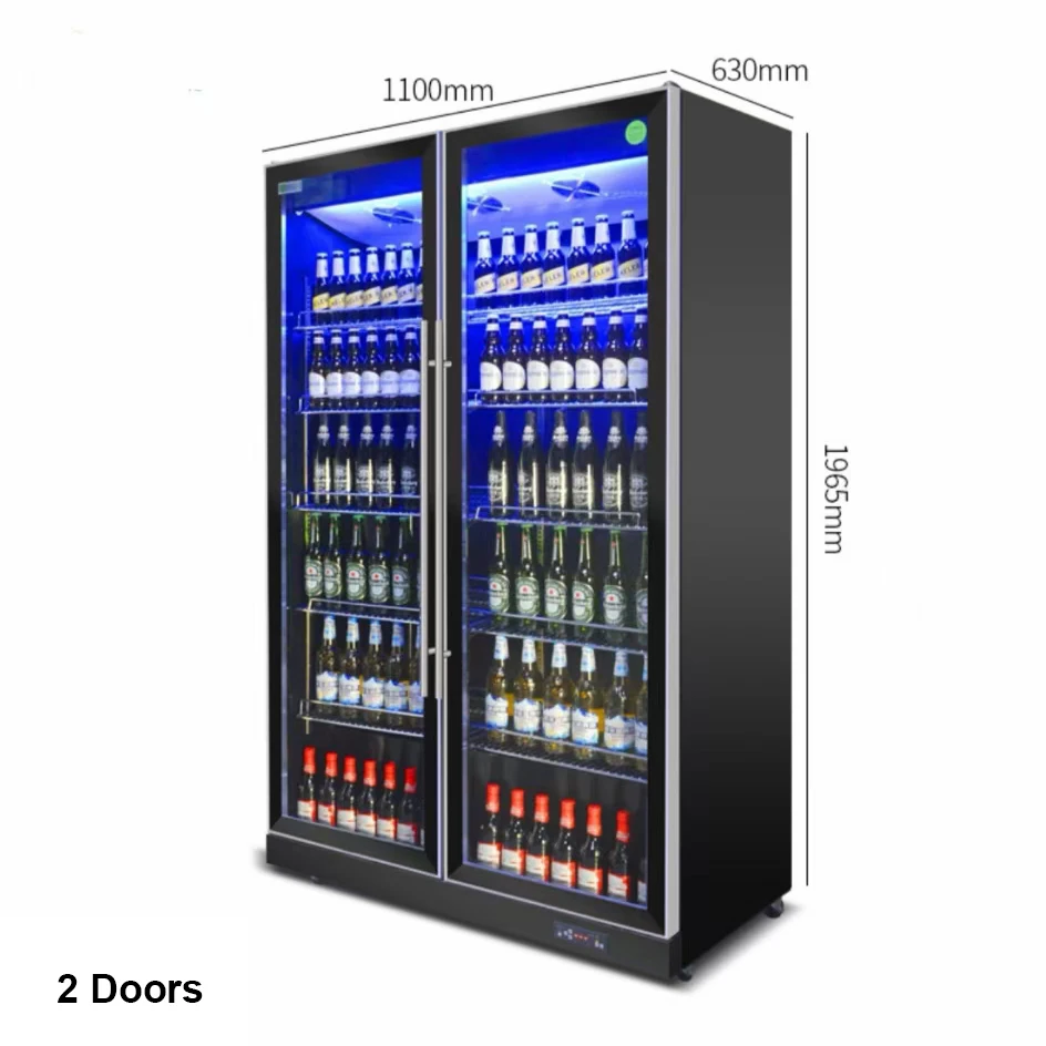 Upright 3 door glass door Air cooling beer display chiller beverage fridge drink cooler for supermarket bar