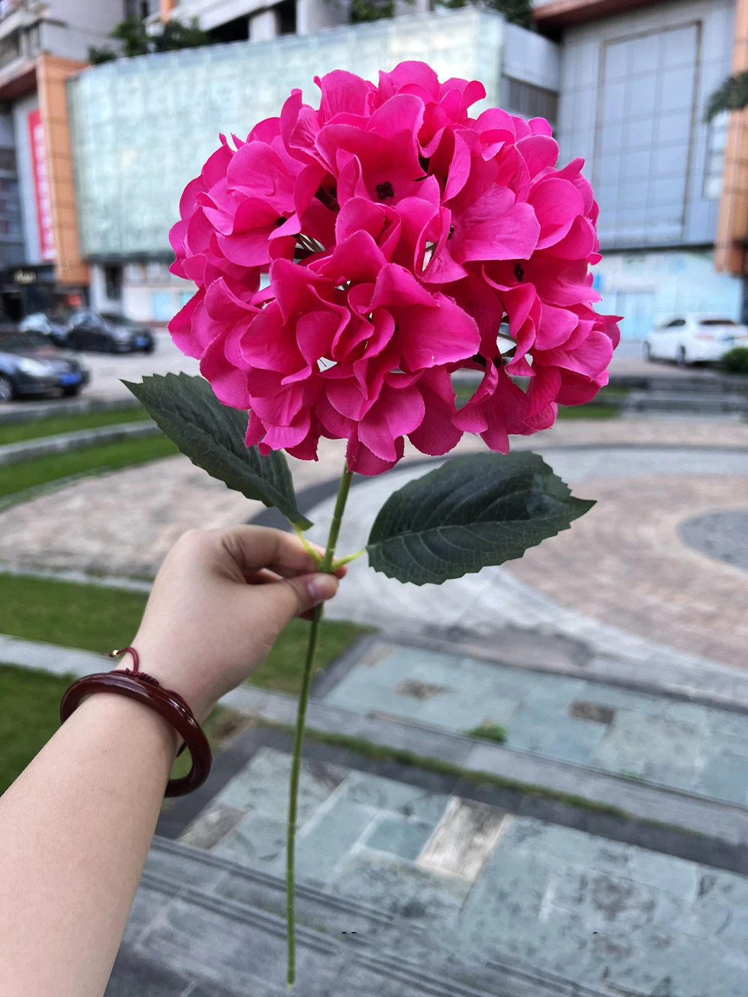 Wholesale Cheap Single Stem Hot Pink Hydrangea Artificial Flowers Bulk