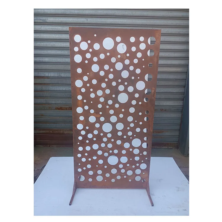 corten steel metal screen with rust color decorative laser cut seperate screen fence