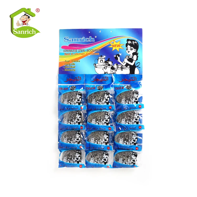 Manufacturer high quality metal wire stainless steel  scourer mesh 12pcs