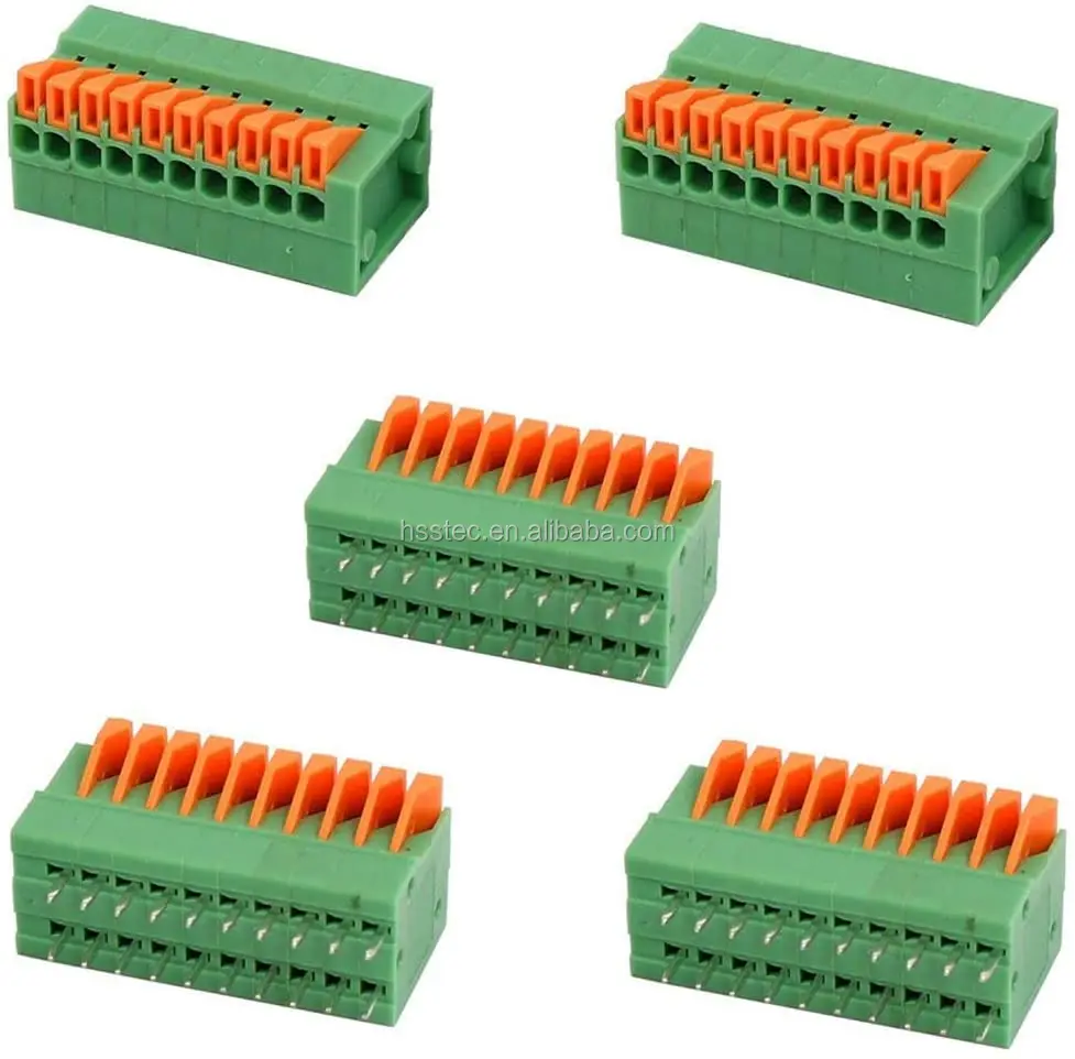 KF141V 150V 2A 2.54mm Step 2/3/4/5/6/7/8/9/10 Pin Green spring terminal block for PCB mounting Assemblable