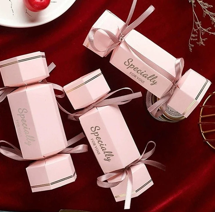 Luxury Candy Shape wedding candy cookie chocolate box Hot sale candy gift paper packaging box with ribbon for party festival