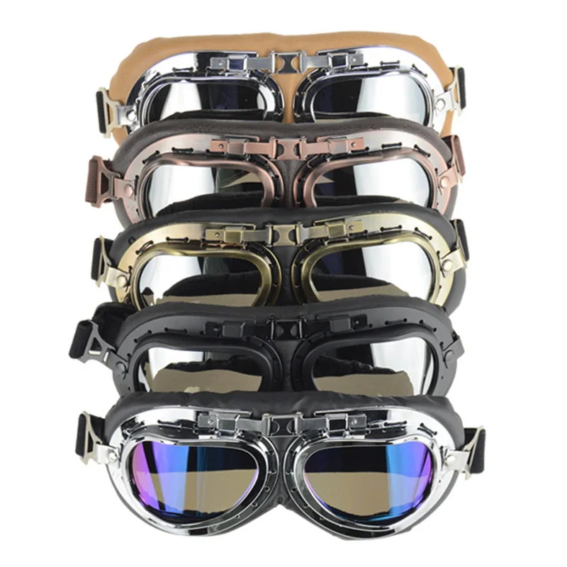 New Universal Vintage Pilot Biker Motorcycle glasses for Helmet Open Face Half Motocross  For  Motorbikes