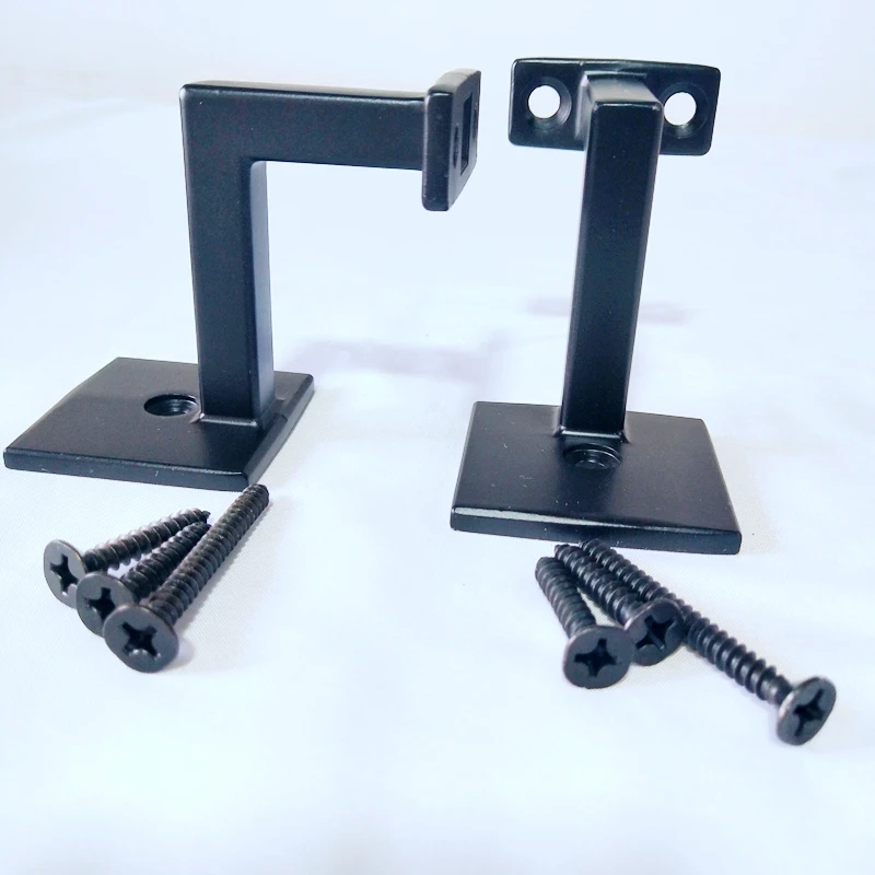 Wholesale Higher Wall Mounted Black Handrail Brackets for Wood Handrail Factory Direct with Square Base in USA Canada Markets