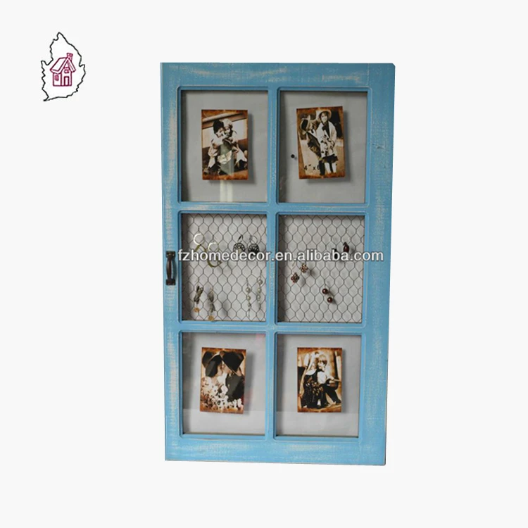 window pane shape multi opening photo frame with two metal handles on bottom