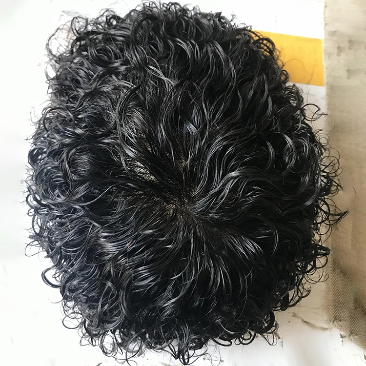 Custom Nature Hairline Men Human Hair Prosthesis Swiss Lace Combined Patch Toupee INDIAN Hair Curly Wave Free Style men toupee