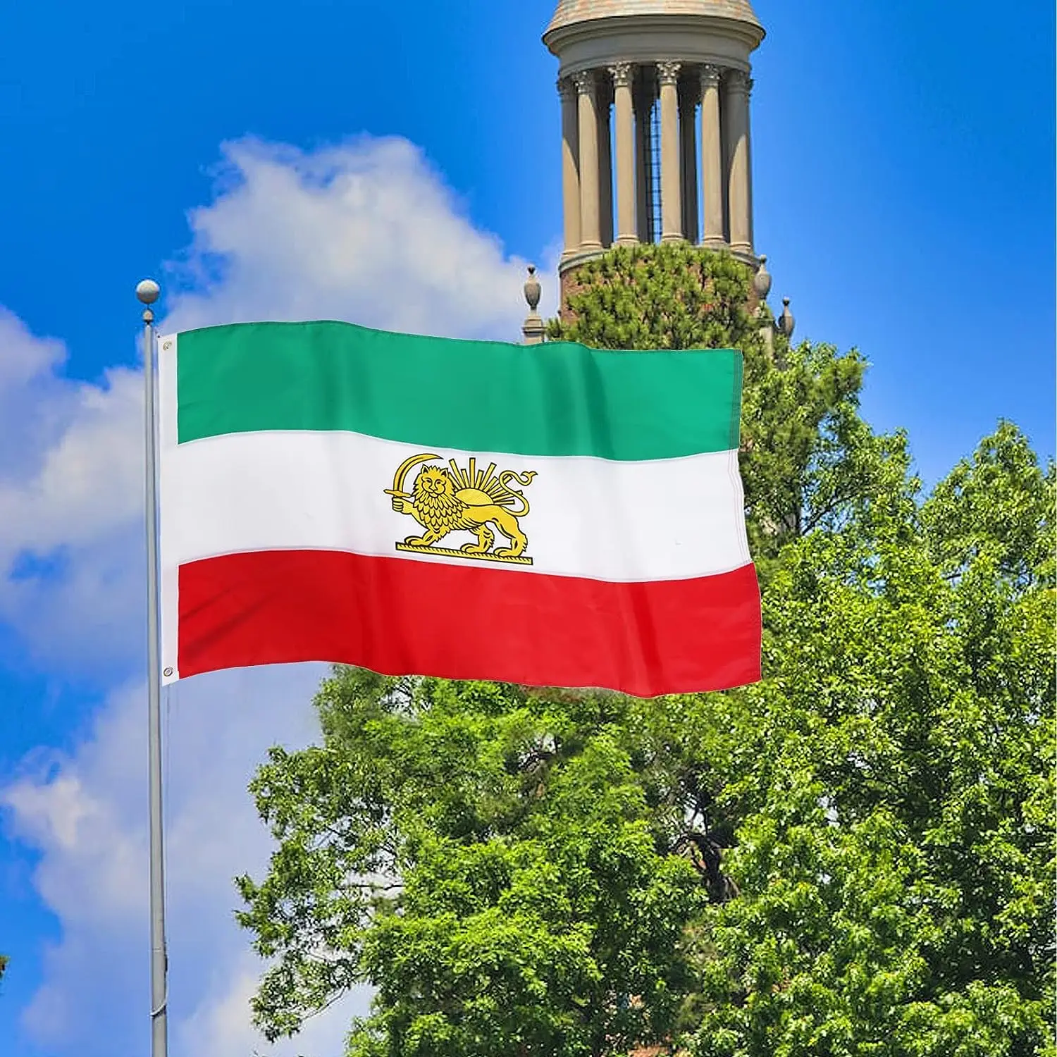 Sell high quality products 3*5ft100% polyester bright color fade resistant thickened durable double sided Iranian flag