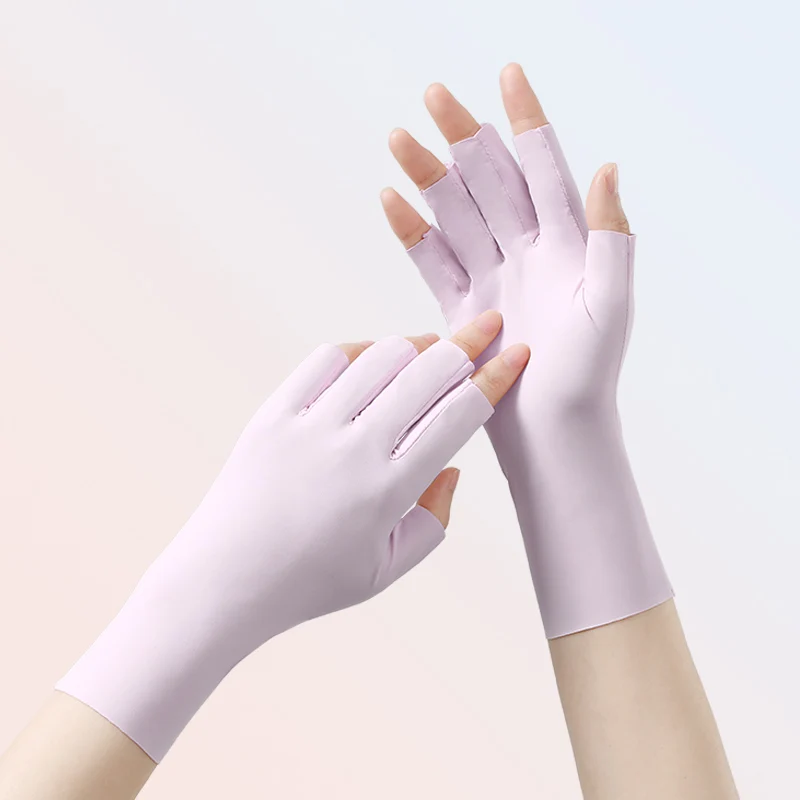 Custom logo anti uv half finger women protective sun summer driving fingerless gloves