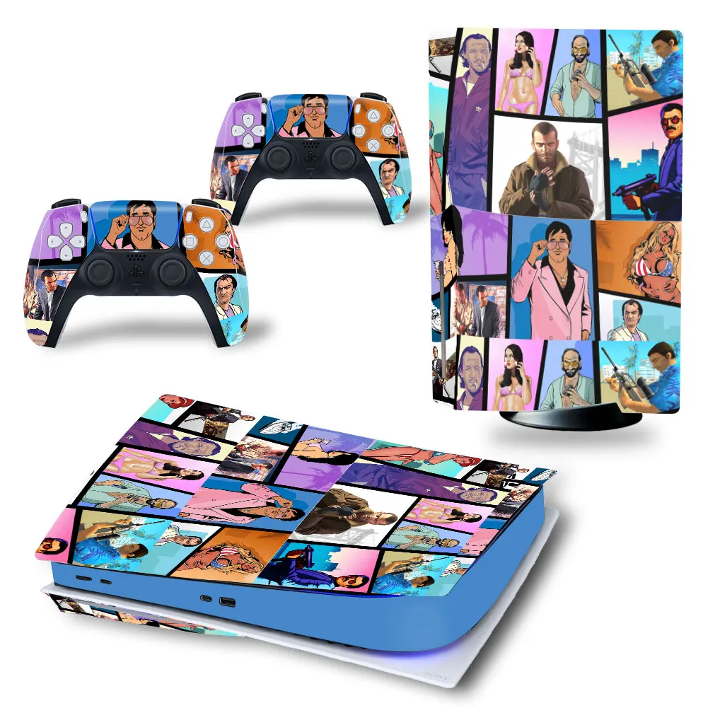 For PS5 Digital Edition Skin Sticker Decal Cover for PlayStation 5 Console and 2 Controllers PS5 Skin Sticker Vinyl