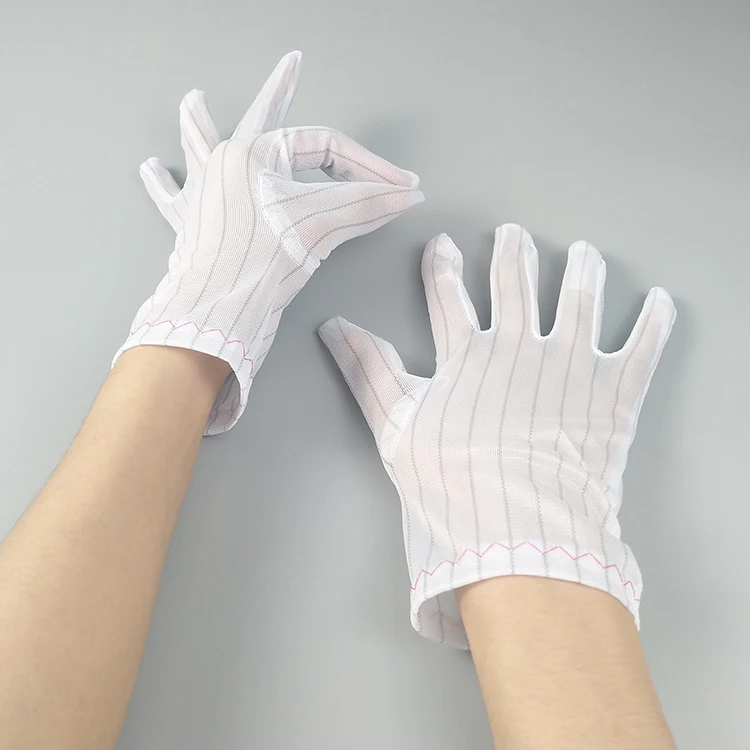 JEJOR Lint Free 5mm Stripe Polyester Knitted Cleanroom Work ESD Antistatic Hand Gloves