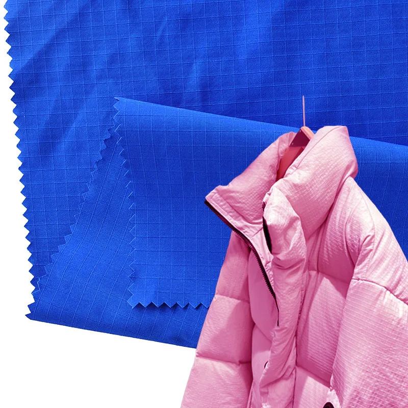 Custom High-end Down Jackets Fabric Fleecy Handfeeling 70 Polyester 30 Nylon Ripstop Fabric With Suede Touch