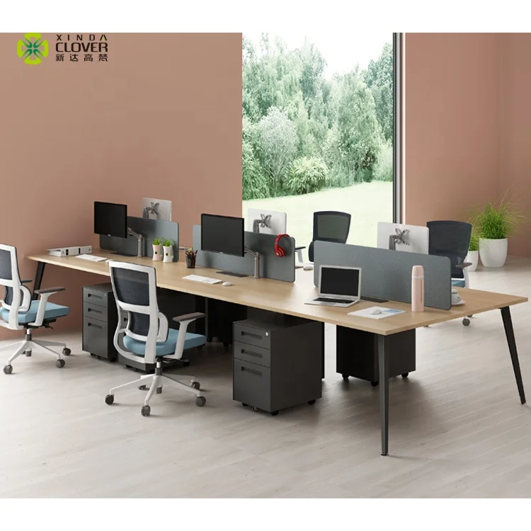 Melamine Office Staff Workstation 6 Seat Shared Office Desk Modern