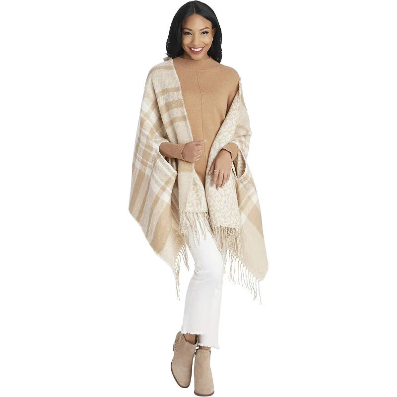 High Quality Custom Logo Plaids Winter Fashion Womens Reversible Scarf Wrap  For Fall Winter Holiday