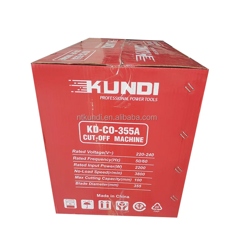 High Quality KUNDI Brand Professional Manufacturer  355mm, 2200W Metal Cut Off Machine  Saw Abrasive Wheel Machine