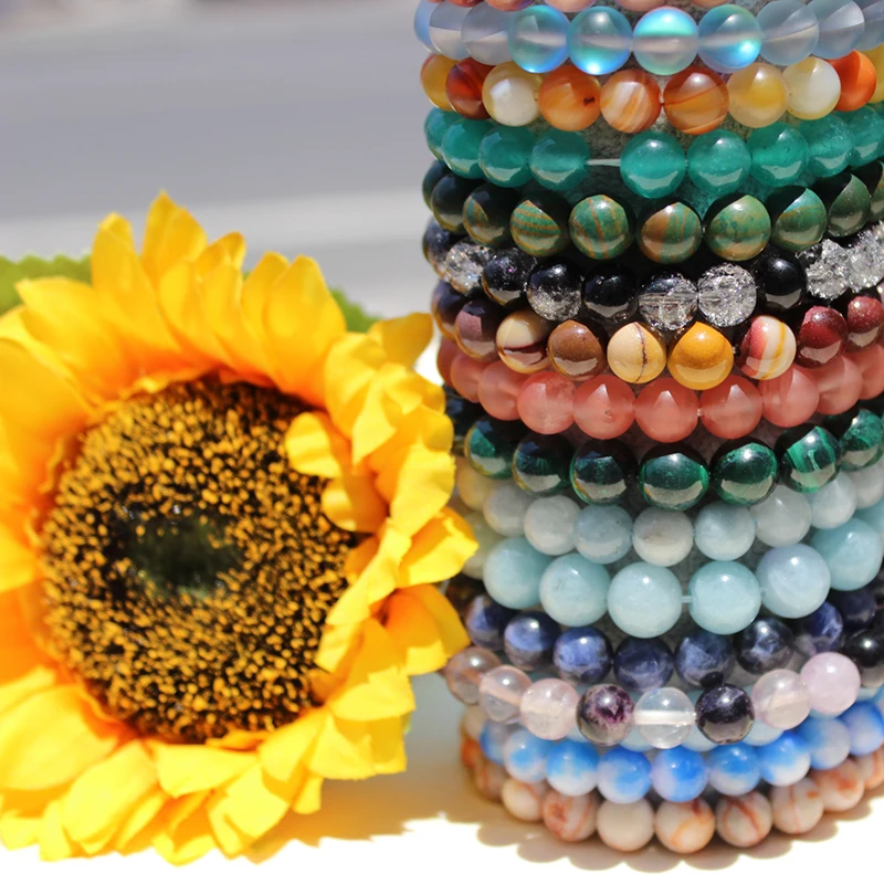 Wholesale Various Natural Crystal Bracelets Healing Beads Jewelry Stretch Bracelet