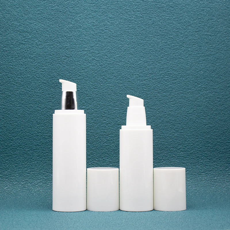 Wholesales customization plastic airless bottle with cap pure white 80ml 100ml 120ml lotion pump without pipe travel bottle