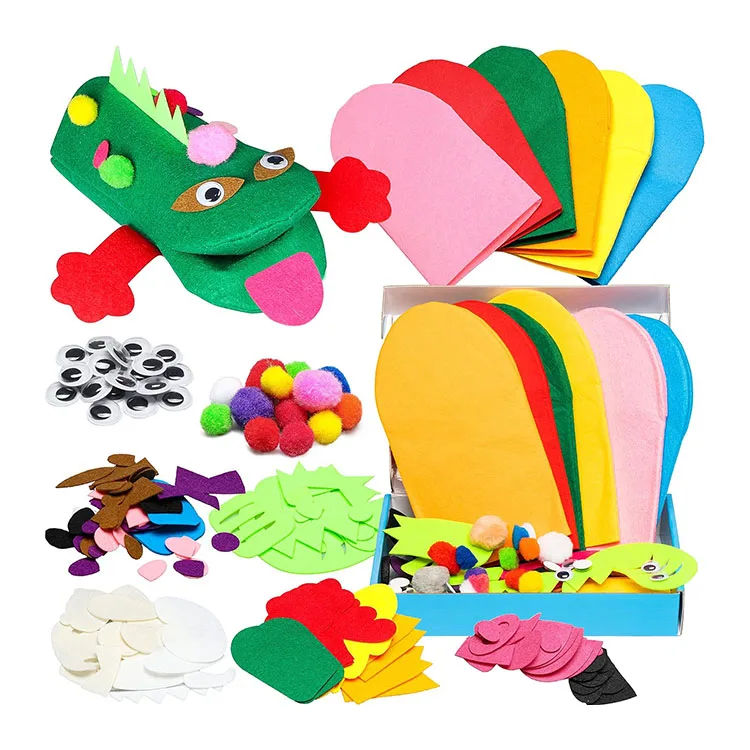 Felt Hand Puppet Creative Make Your Own Children Felt Craft Kits Role Play Party Diy Hand Puppets Making Kit