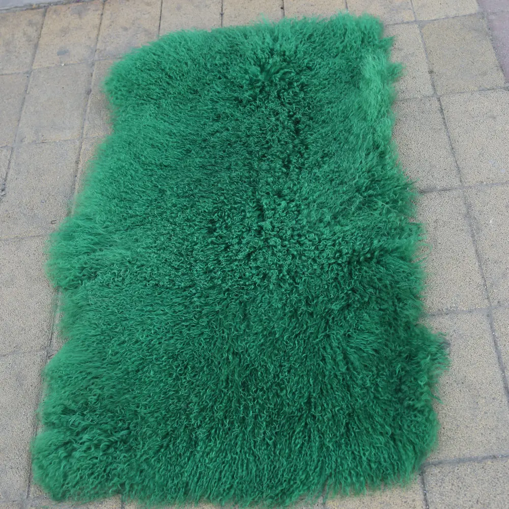 costume 60x120cm Rectangle real Sheepskin Rug   Lamb Fur Plate kinky curly Tibetan Mongolian fur pelt