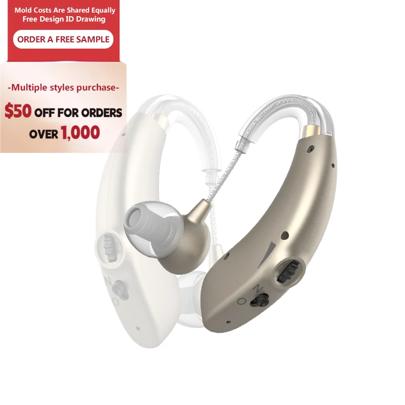 Rechargeable Wireless Ear Deaf Adjustable Medical Mini RIC BTE Hearing Aids For Seniors