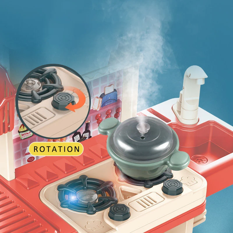 Sets Pretend Spray Games 43PCS Mini Real Cooking Sink Set Game Kitchen Toys For Kids