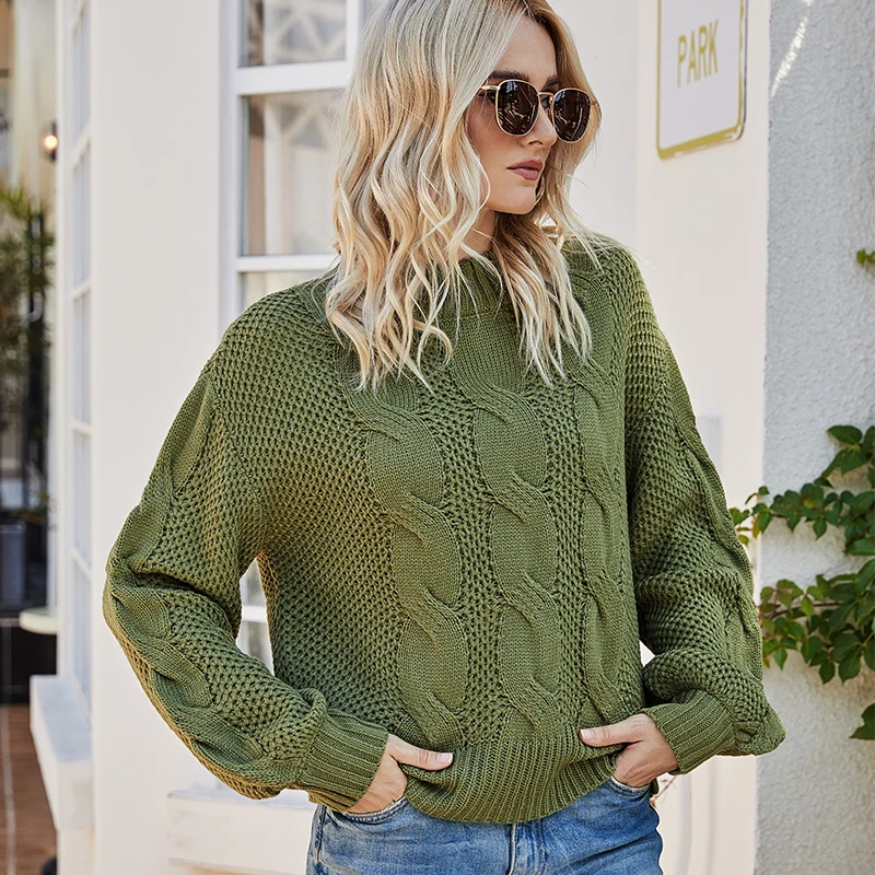 Wholesales Autumn Winter Good Quality Korean Chunky Warm Cable Knit Loose Pullover Sweaters Women Tops From Factory
