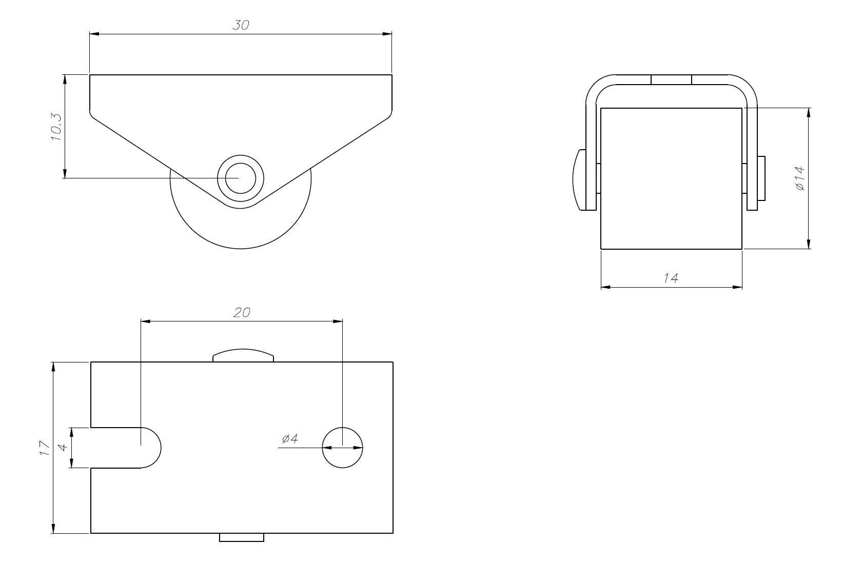 14MM Rigid Caster 0.5 Inch Mini Furniture Sofa Fixed Castor Wheel