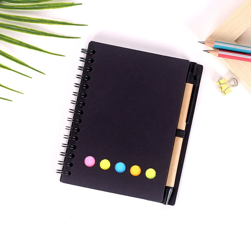 Custom Logo Mini Notebook Sticky Notes with Pen Kraft Paper Covered Magnetic Thermally Bound Promotional Leather Note Pad