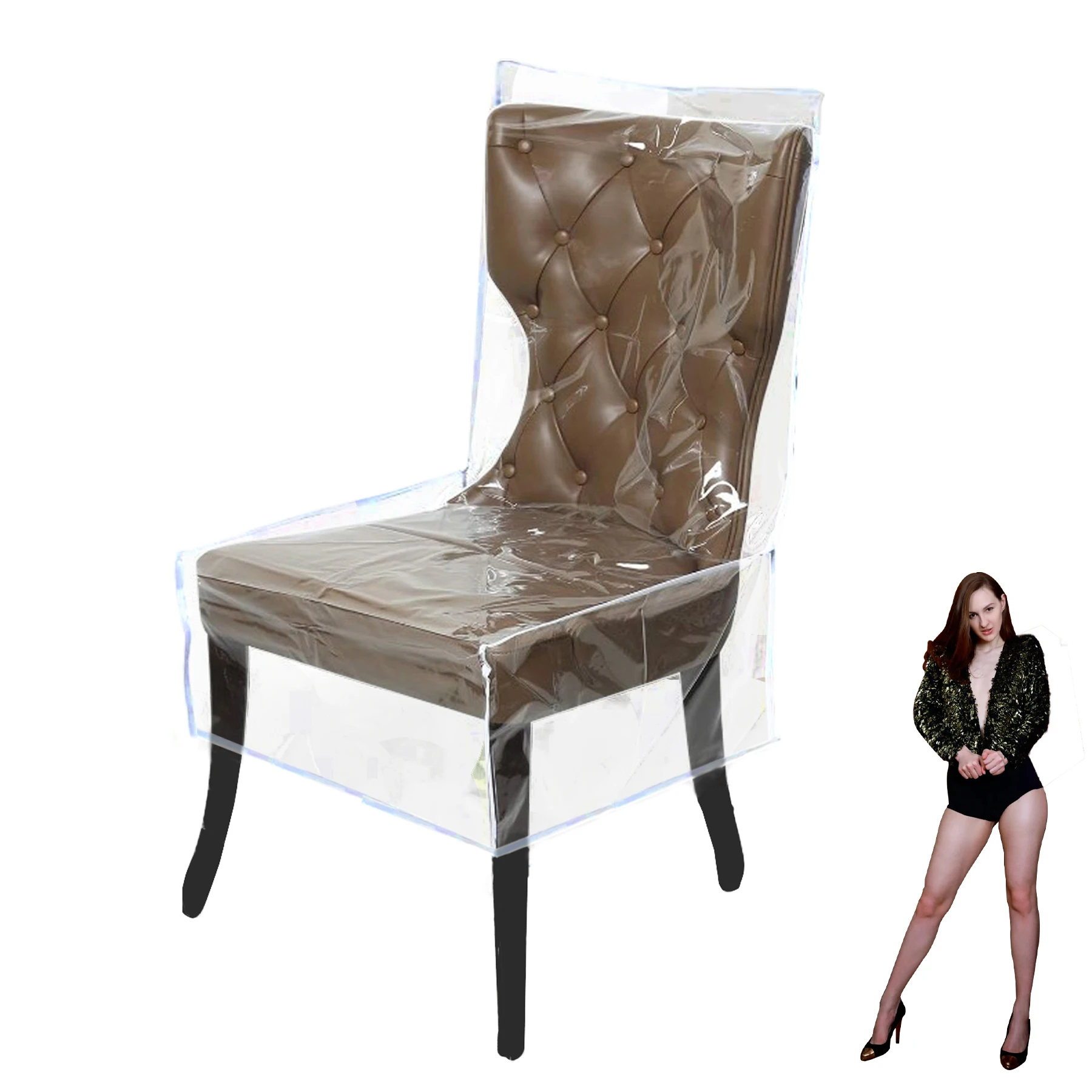 Water- and Dust-Free PVC Clear Plastic Chair Covers Waterproof Protective Protectors for Dining Chairs for Parties