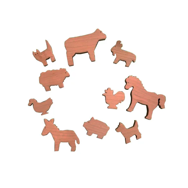 Natural Wooden Farm Animal Figures Toy Set Farm Animal Figurines Montessori Children Toy Set