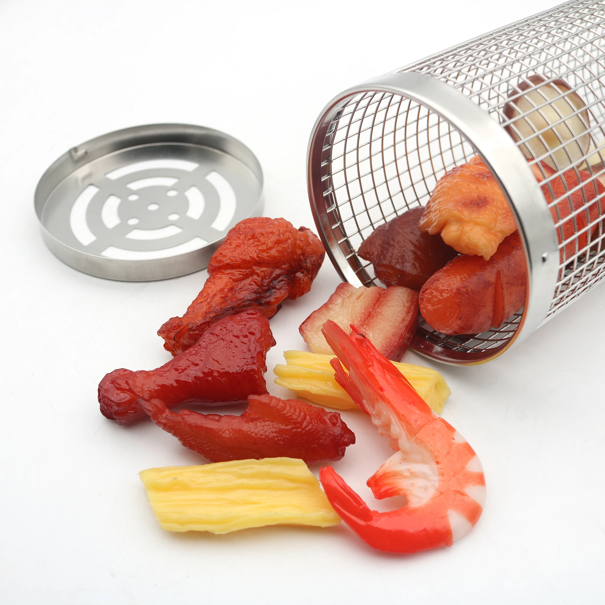 Customized round Stainless Steel 304 BBQ Rolling Grilling Basket for Outdoor Grilling Tool Type
