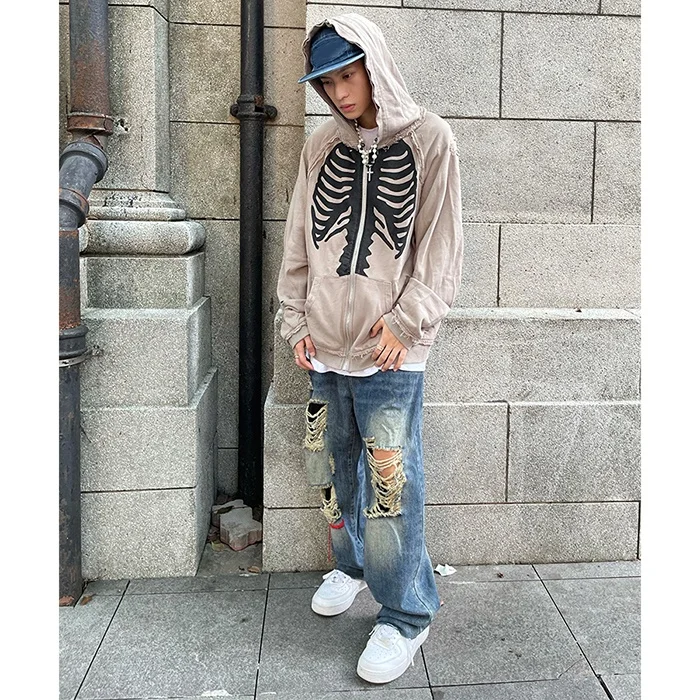 BILLIONS Custom full zip up hoodie skull printed custom made heavy weight zip up hoodie