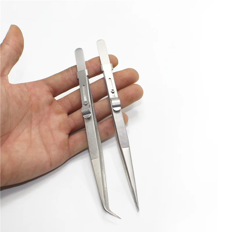 Stainless steel 163mm jewelry tools tweezer diamond holding curved tip tweezers gem tweezers
