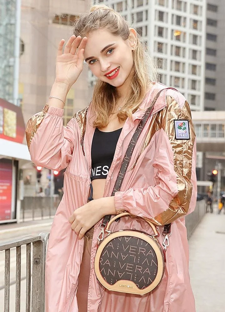 
2019 new fashion ladies trend printing retro portable slung small round bag 