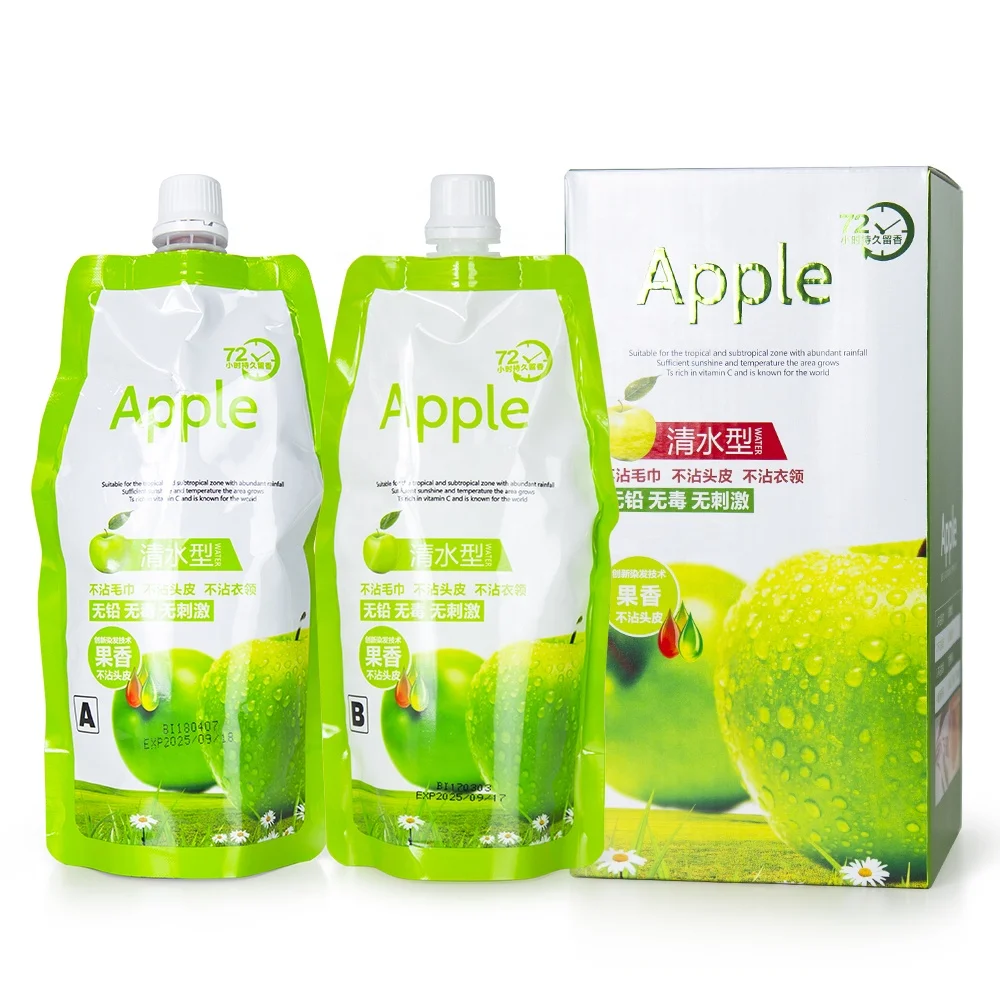 In Stock Wholesale Fast Effect Healthy Dyeing 20 Minutes Non-stick Scalp Fruit Fragrance 96 Hours Apple Black Hair Dye Cream