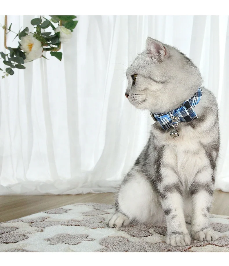 Comfortable Bow Tie Cat Collar Kitten Puppy Decorative Necklace With Bells Freely Adjustable Pet Belt Neck Strap Accessories