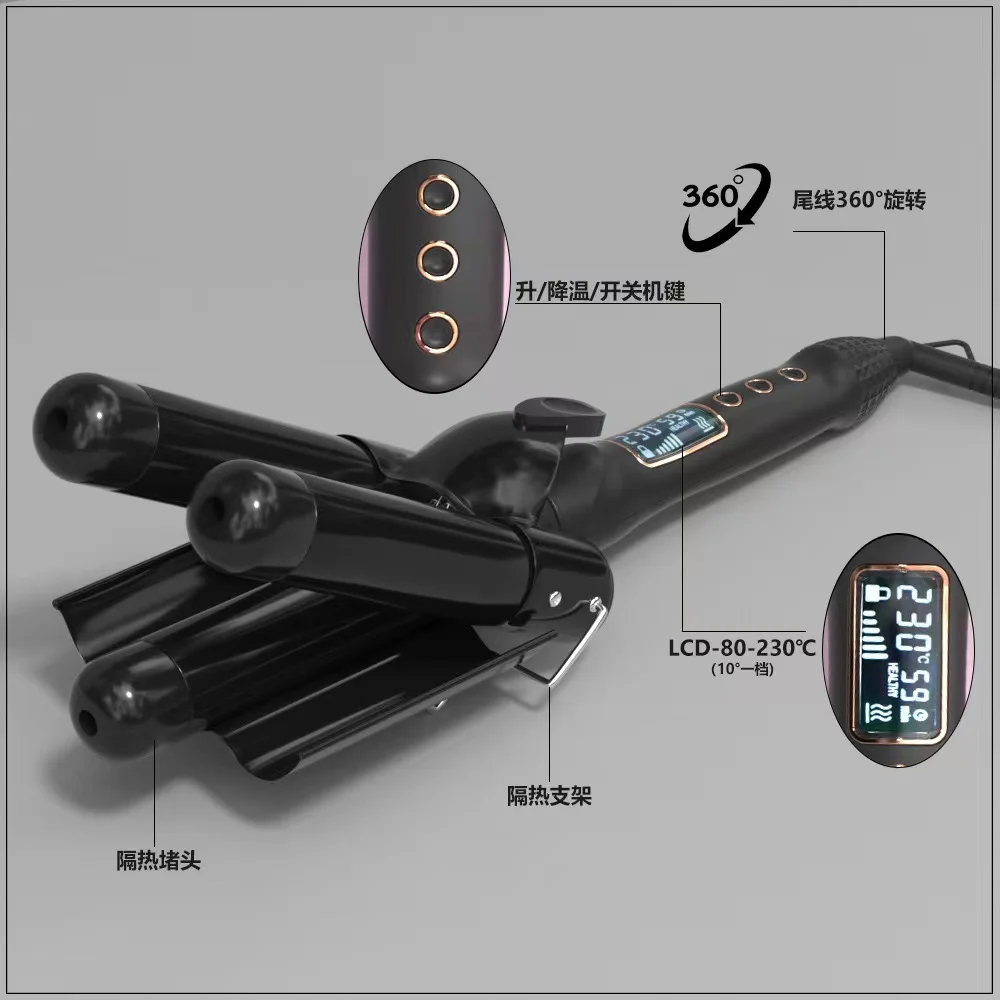 Hair Styling Tools 5 in 1 Interchangeable Curling Iron Hair Straightener Brush Rotating Ceramic Hair Curler Automatic