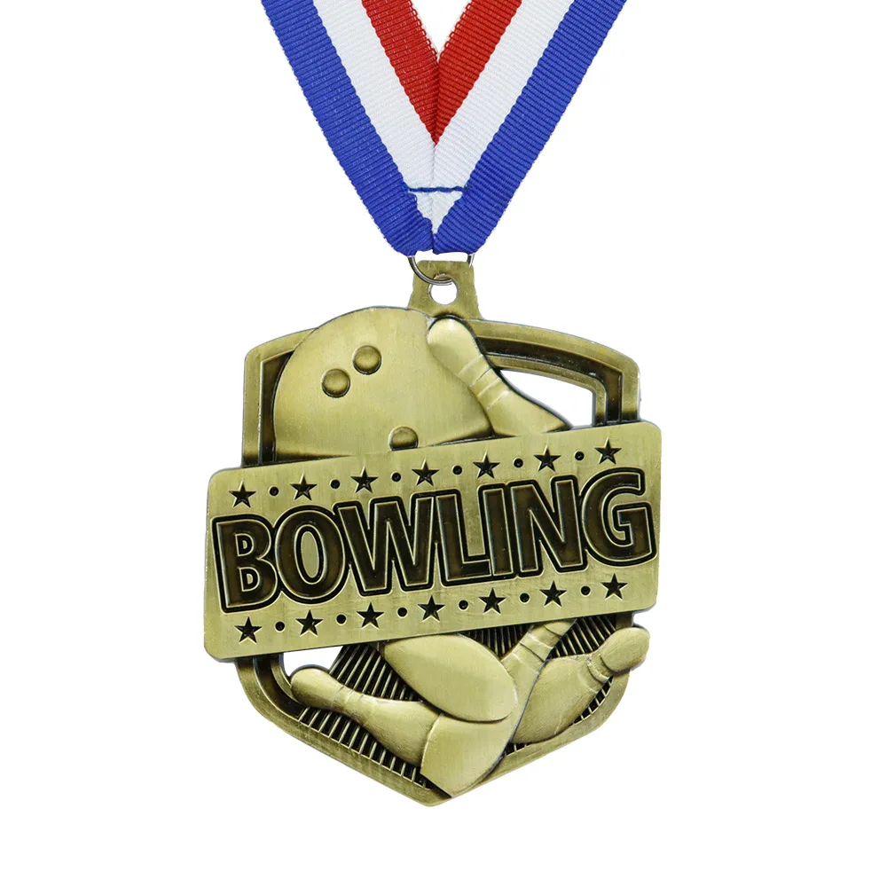 Manufactures Cheap Zinc Alloy Metal Sport Medal bowling ball 2D 3D Award Custom Medal