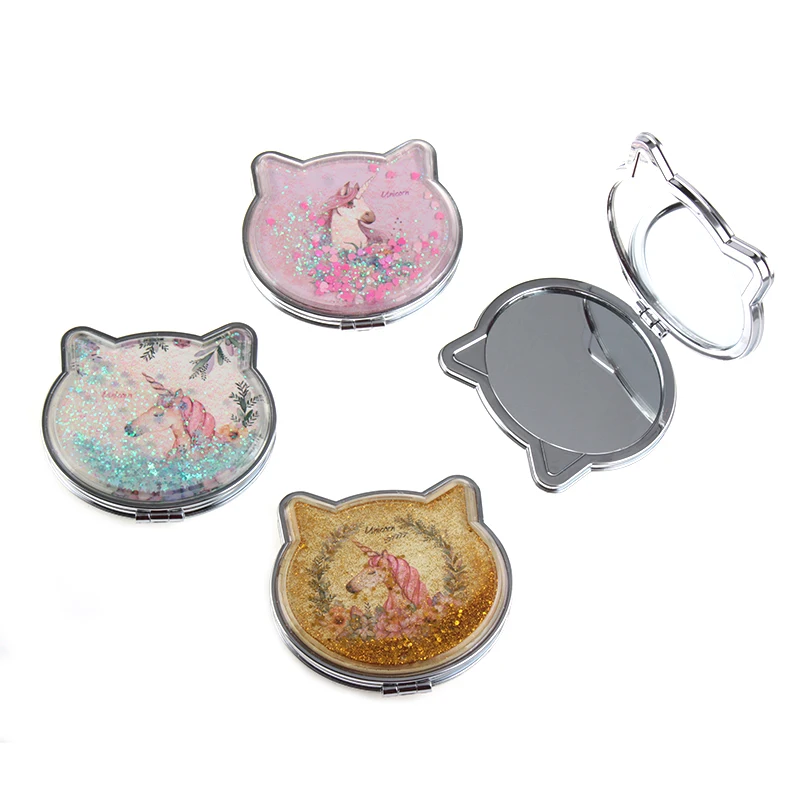 Компактное косметическое зеркало с жидким зыбучим песком