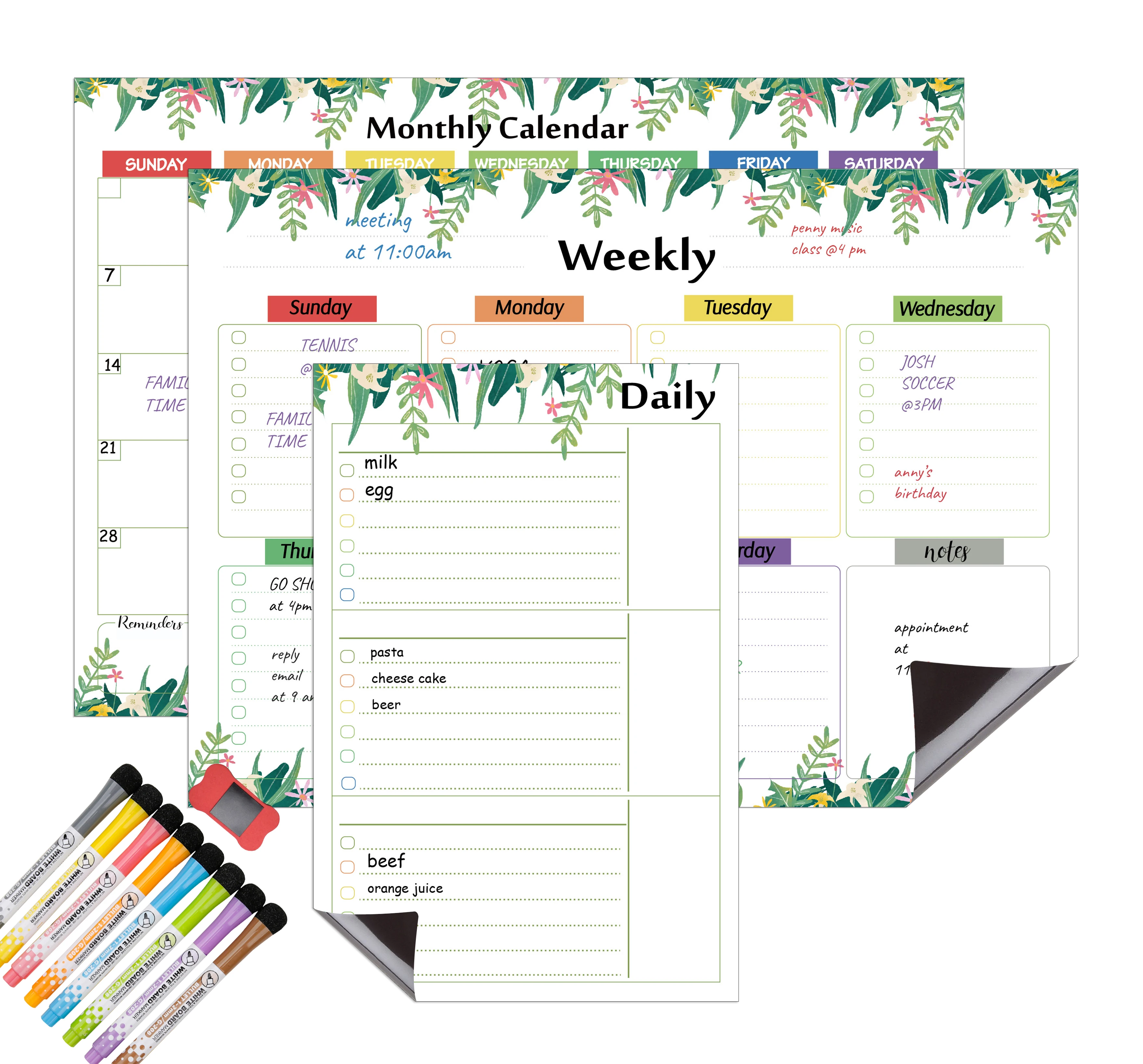 Магнитный календарь для холодильника. Еженедельный сухой стираемый календарь на холодильник доска для еды планировщик меню доска-утолщенный магнит