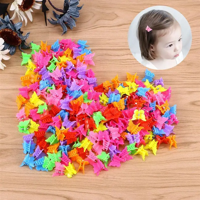 wholesale small size cute pink kids june hair clip claw butterfly baby girls snap clips set accessories